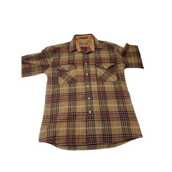 Levis Sutter Creek Shirt Mens M Brown Plaid Button Up Long Sleeve Wool Blend - Picture 5 of 7